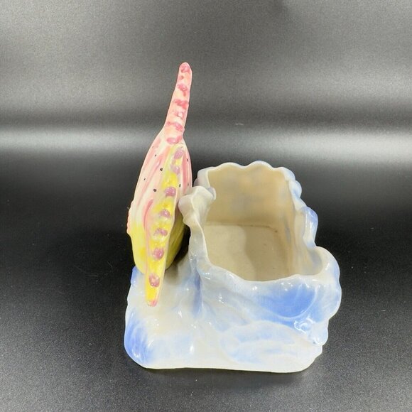 Vintage 1960s Pottery Fish Planter Flower Pot Ceramic Made In Japan Japanese VTG - Picture 9 of 13